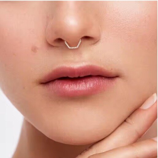 Złoty Tytanowy Kolczyk Clicker PIERCING z Cyrkoniami HELIX Lobe 1,2/8-10 (4)