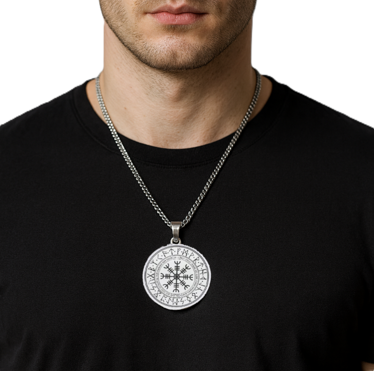 Viking Naszyjnik Kompas Vegvisir Runes Nordic (1)