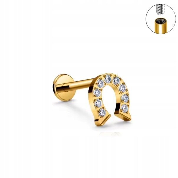 Tytanowy Kolczyk Labret PIERCING Cyrkonie Podkowa HELIX Lobe (2)