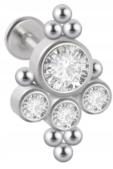 LABRET Śliczne Cyrkonie z Kuleczkami SS316L 1,2/8 (1)