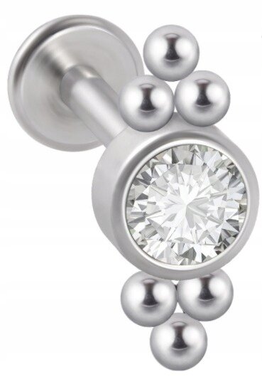 LABRET Śliczna Cyrkonia z Kuleczkami SS316L 1,2/8 (1)