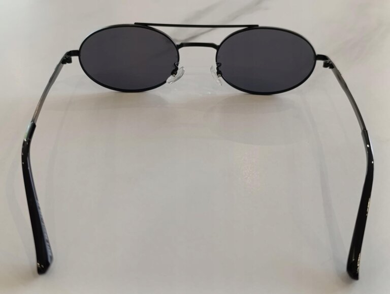 Okulary Przeciwsłoneczne Damskie Pilotki Aviator Czarne Metalowe UV400 (9)