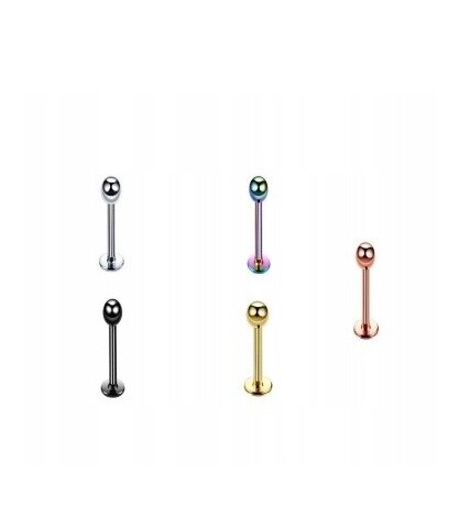 Labret z kuleczką Kolczyk do Wargi, Ucha, Brody 1,2/6-10/3 mm STAL (3)