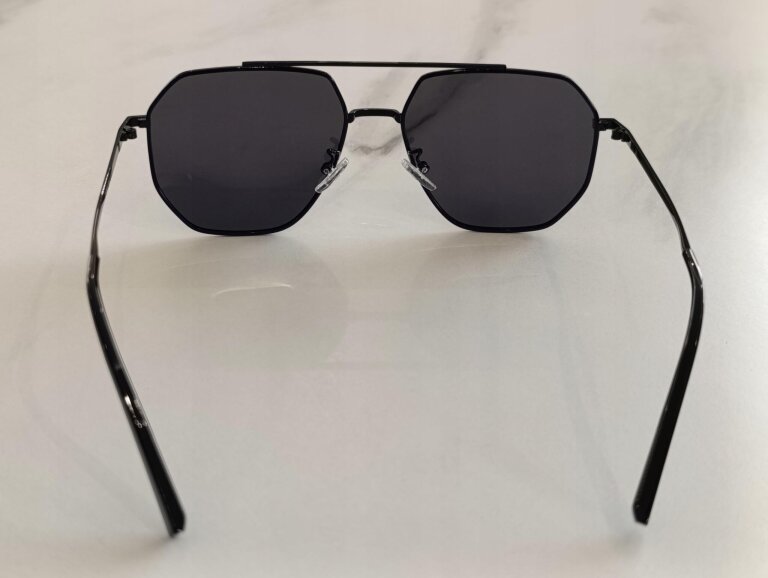 Okulary Przeciwsłoneczne Aviator Premium Black geometryczne, metalowe (7)