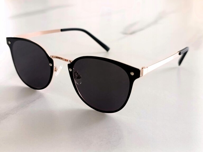 Eleganckie Okulary Przeciwsłoneczne Czarne Złote Unisex UV400 (7)