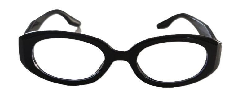 Czarne okulary zerówki w stylu retro, gruba oprawka, owalny kształt, unisex (2)