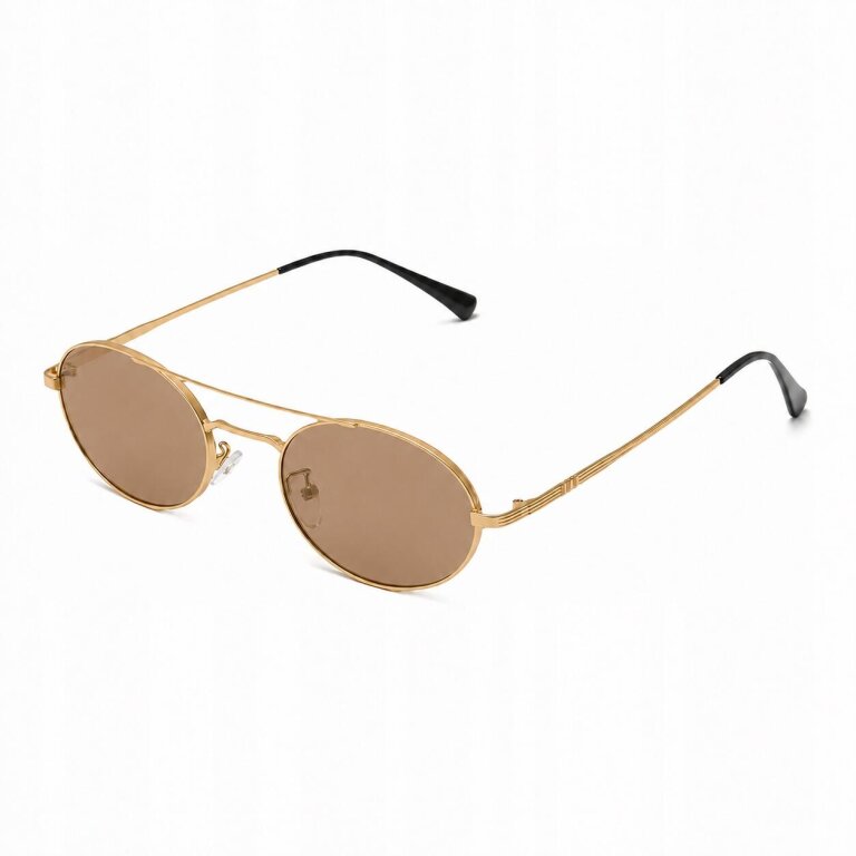 Okulary Przeciwsłoneczne Damskie Pilotki Aviator Złote Metalowe UV400 (3)