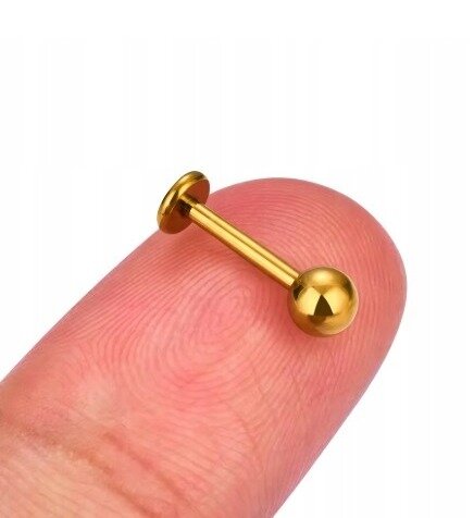 Tytanowy Kolczyk Labret z Kuleczką ZŁOTY PIERCING 1,2/6-10 mm (3)