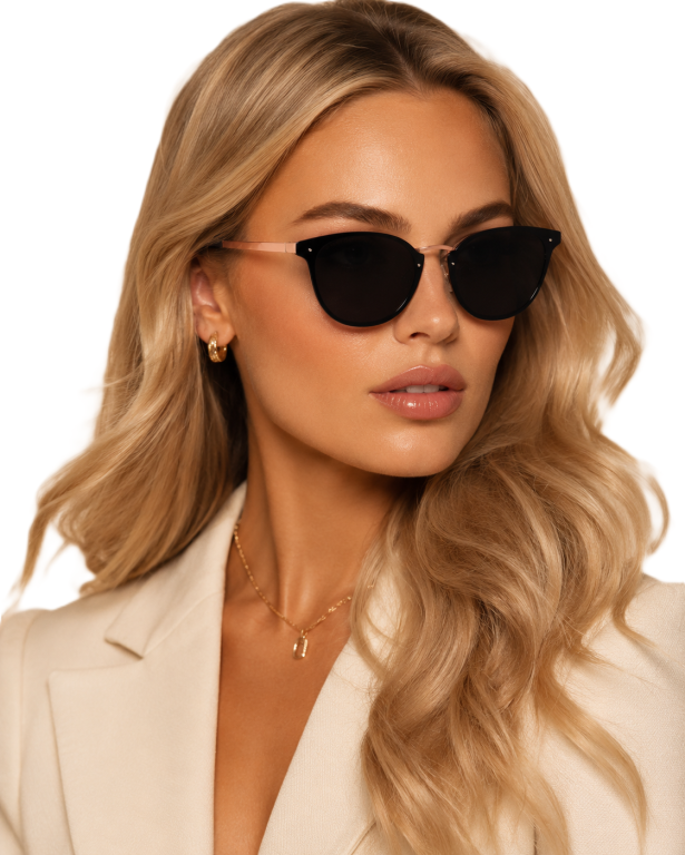 Eleganckie Okulary Przeciwsłoneczne Czarne Złote Unisex UV400 (1)